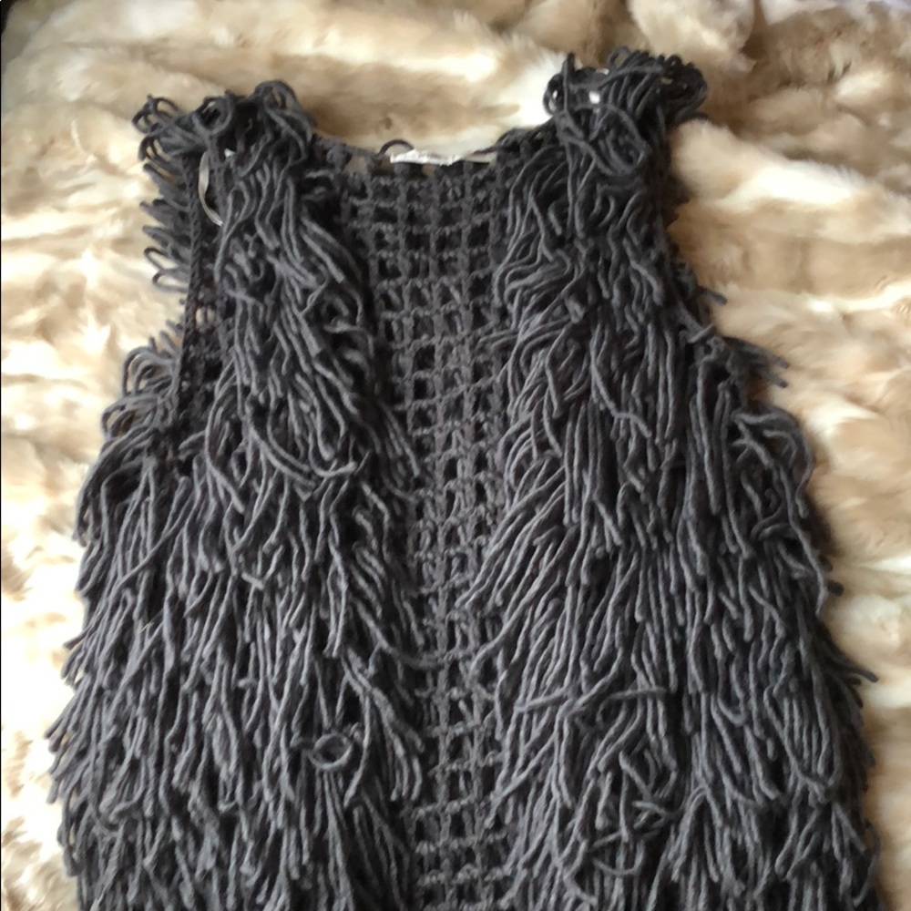 Gray shag vest perfect for gamedays